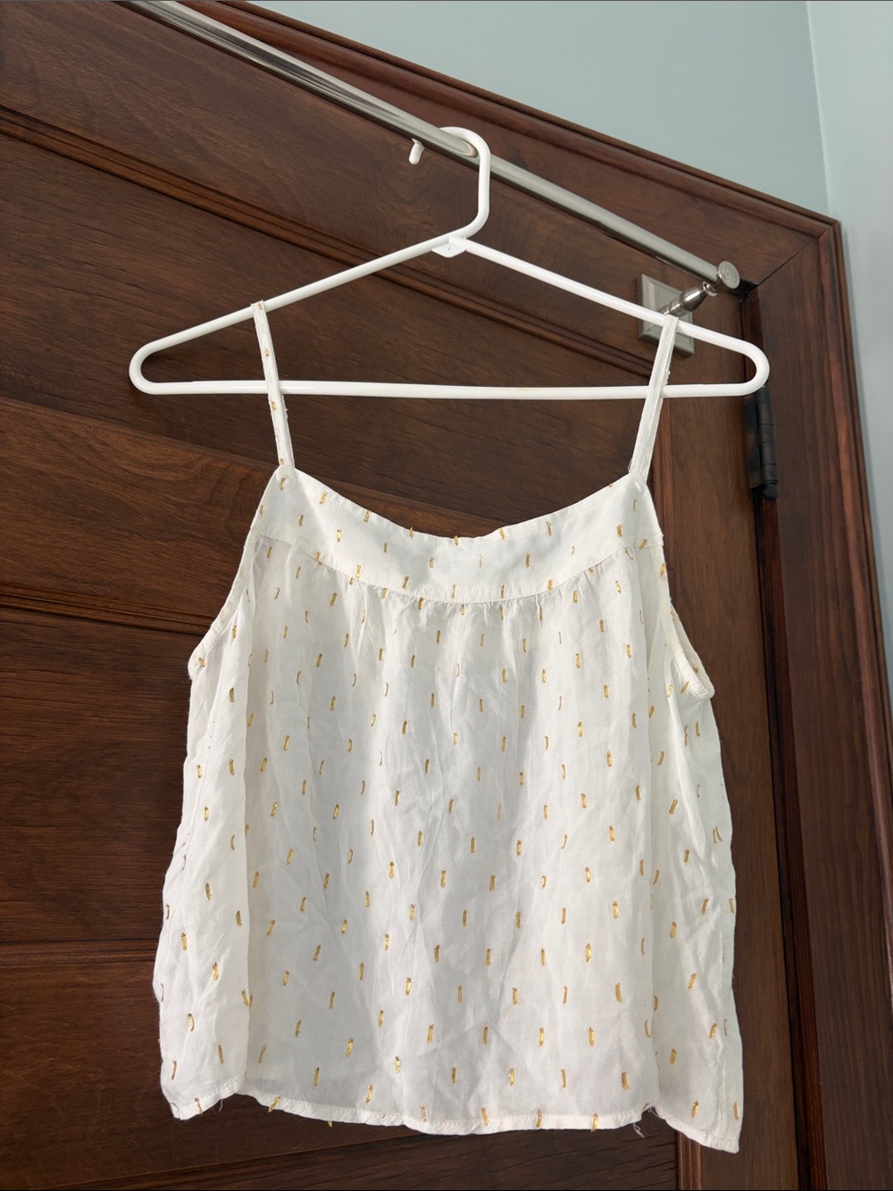Aerie white spaghetti strap flowy tank top with gold details size small